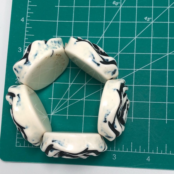 Stretch Bracelet Blue Floral Flower Statement - Picture 7 of 9